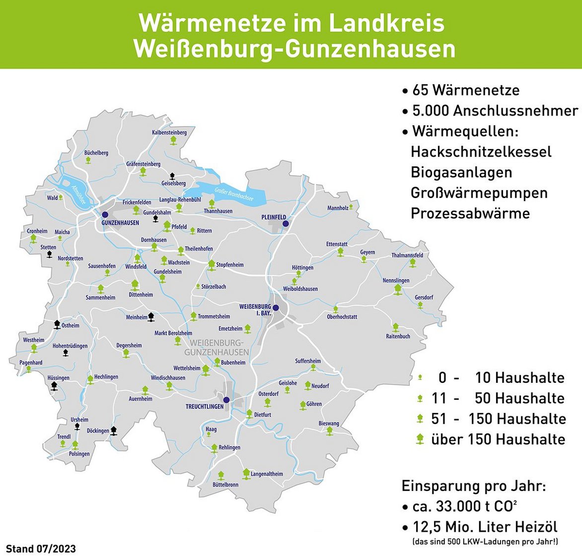 Karte Region Weißenburg-Gunzenhausen - Wärmenetze