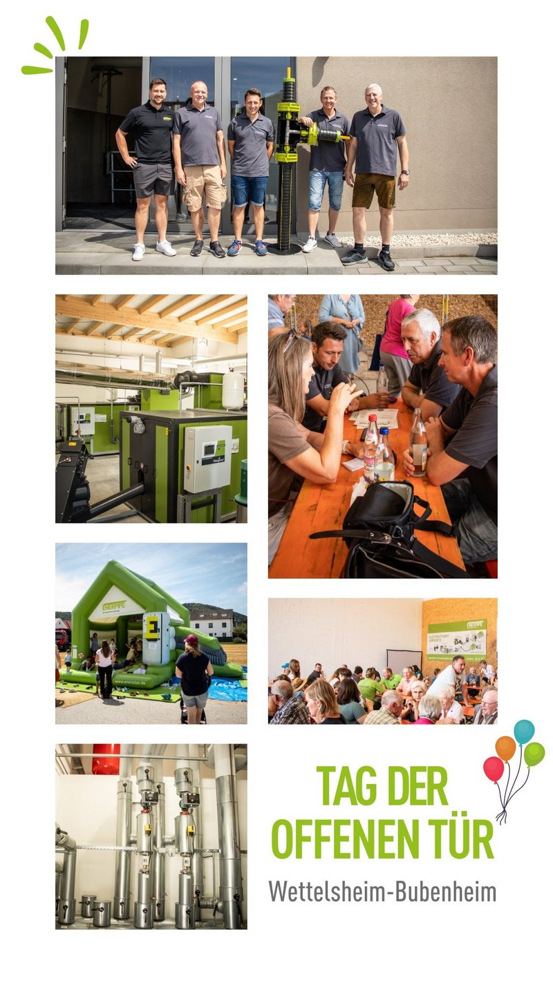 Collage ENERPIPE bei Eröffnung Nahwärmenetz Wettelsheim