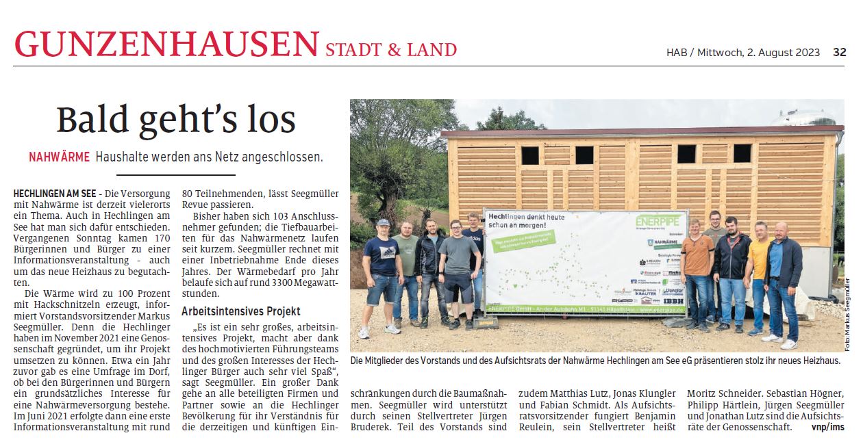Altmühlbote Zeitungsausschnitt Hechlingen ENERPIPE